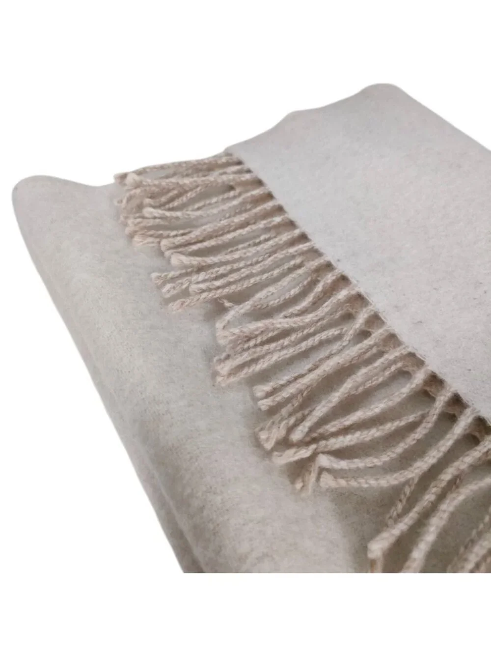 Loewe Anagram Embroidery Wool Cashmere Reversible Fringe Scarf Beige Ivory